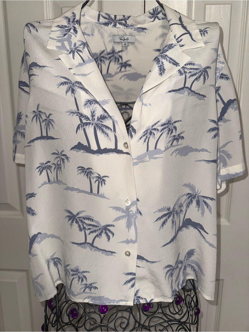 Rails 100% silk tropical, palm tree, blouse, size medium - Picture 2 of 9